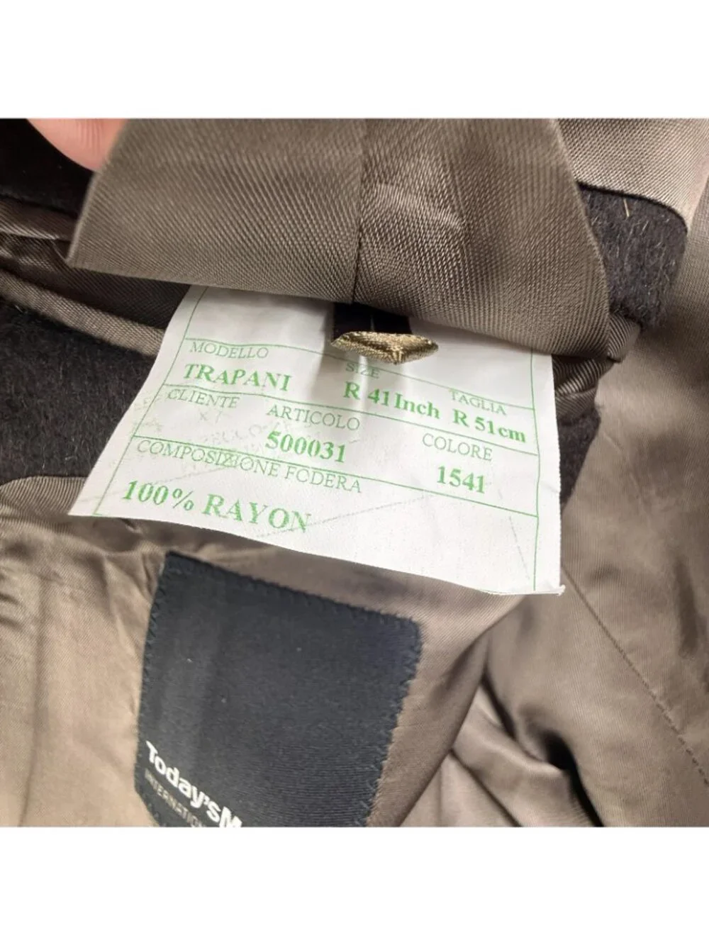 Today's Man Blazer Mens 41R Brown Cashmere Wool Tweed Sport Coat Made In Italy